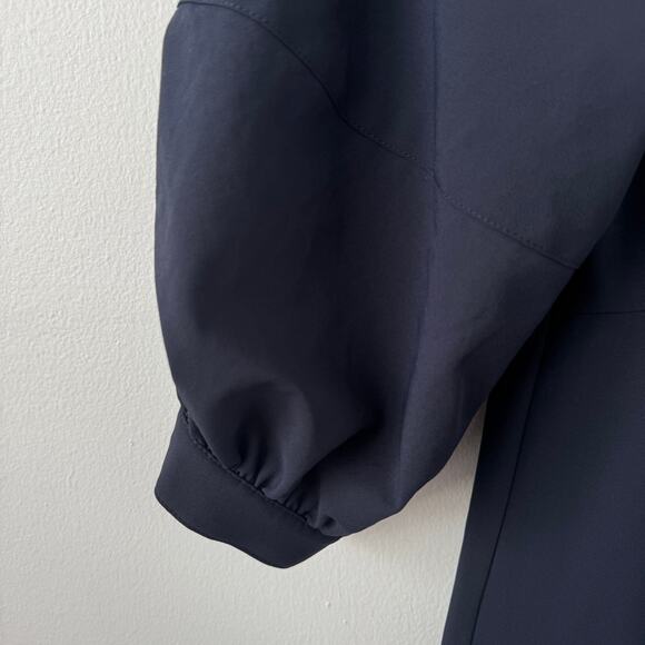 Cinq a Sept Kristina V-Neck Twisted-Front Midi Dress in Navy - Picture 9 of 10